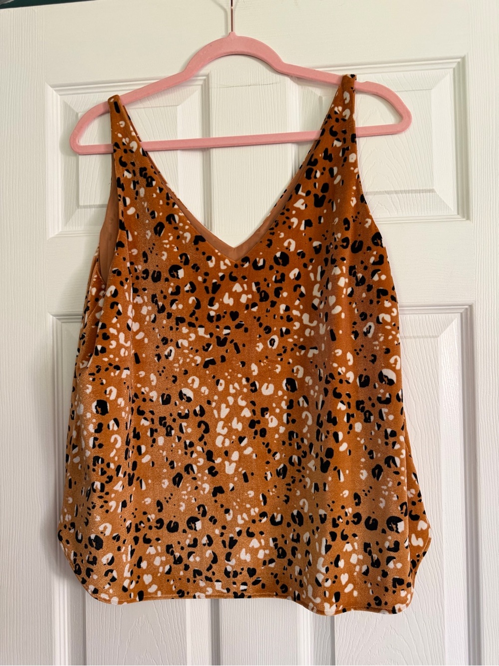LOFT Rust Leopard-Spot V-Neck Satin Camisole